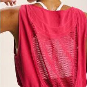 Free People Vibrant Red Mesh Top